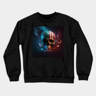 American Flag and Skull Art Crewneck Sweatshirt